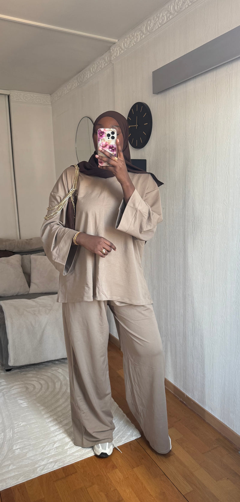 Ensemble jogging coton Taupe